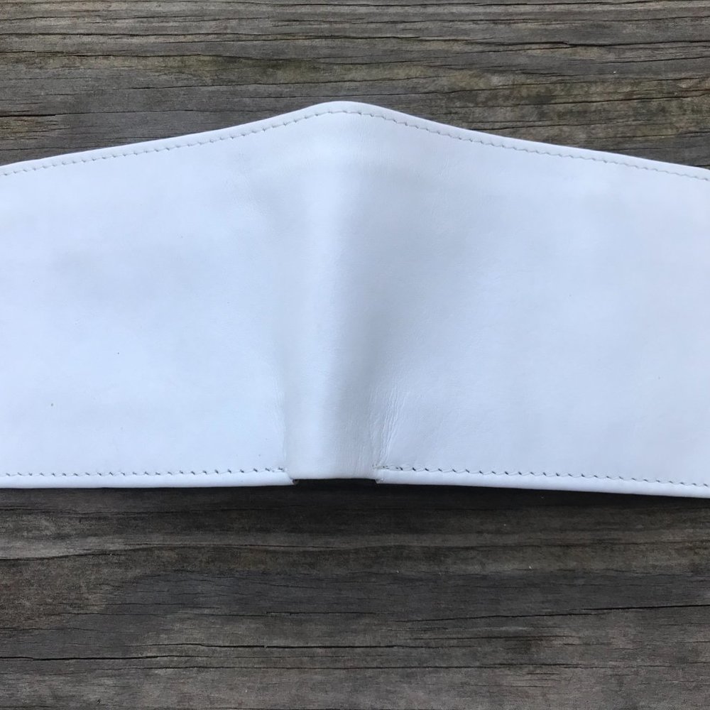 White Leather Men Wallet Handmade Card Holder Bifo - Picture 4 of 10